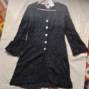Marina Avraam Black Textured Button-Front Tunic Dress